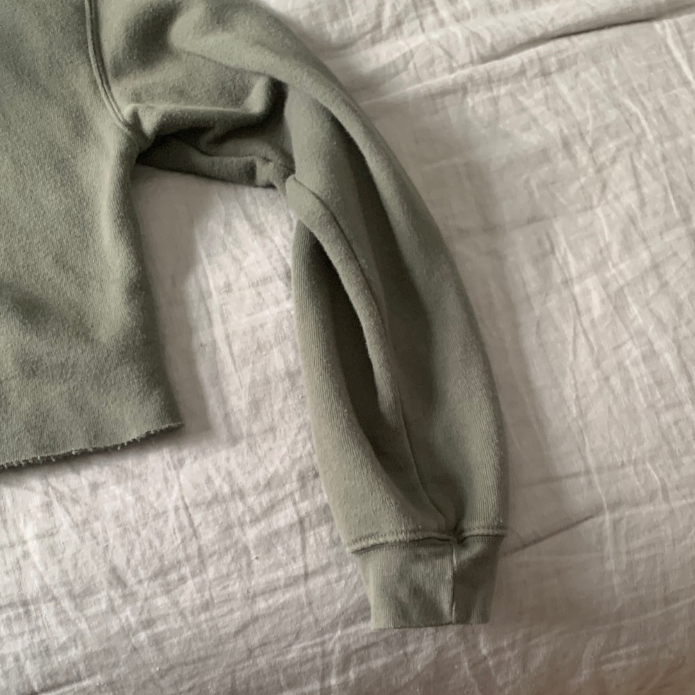 There is No Planet B Olive Green Cropped Hoodie with Environmental Print - Picture 9 of 10